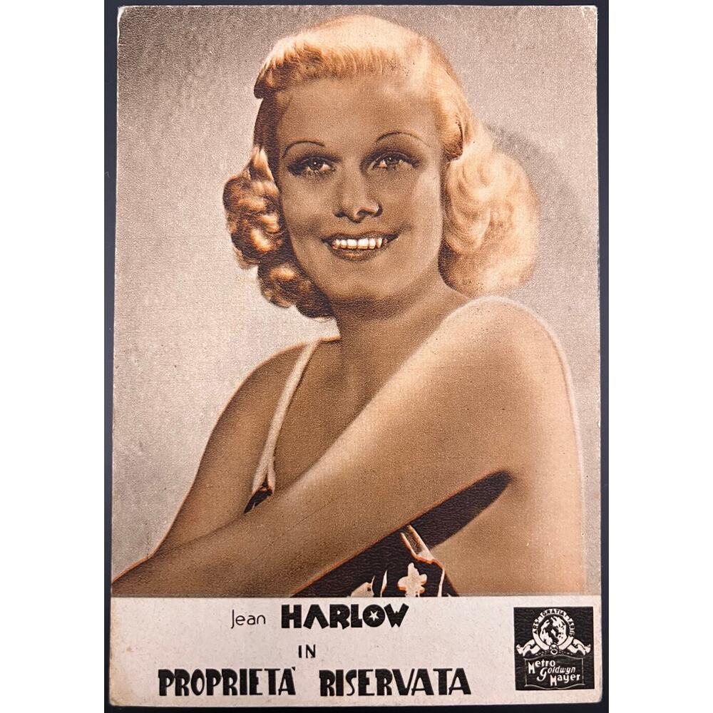Rare 1937 Italian Oversized Jean Harlow Postcard from Personal Property MGM